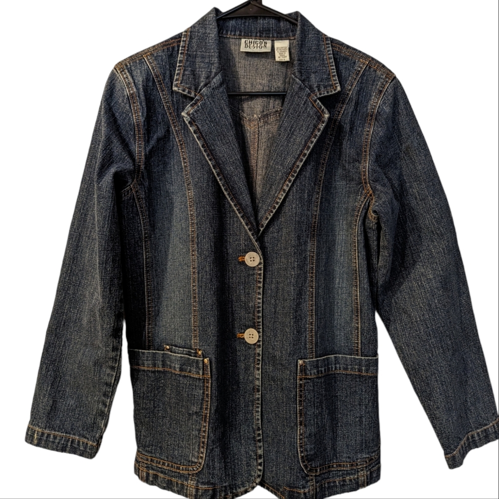 Chico's Dark Denim Blazer Jacket